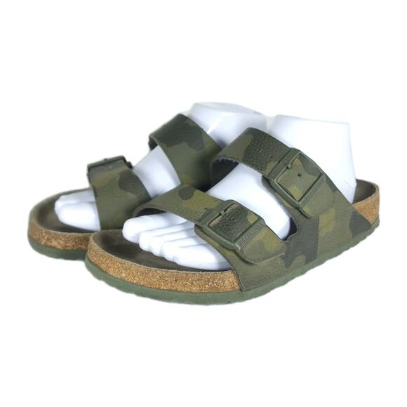 Birkenstock Shoes - BIRKENSTOCK Women Arizona EU40 US9 Camo Green Birko-Flor SoftFB Slide Sandals